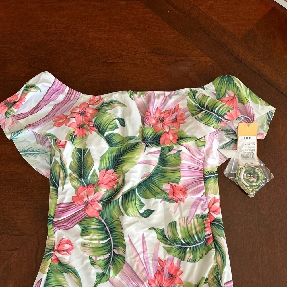 NEW Kona Sol |  Off-Shoulder One Piece Floral Swinsuit
